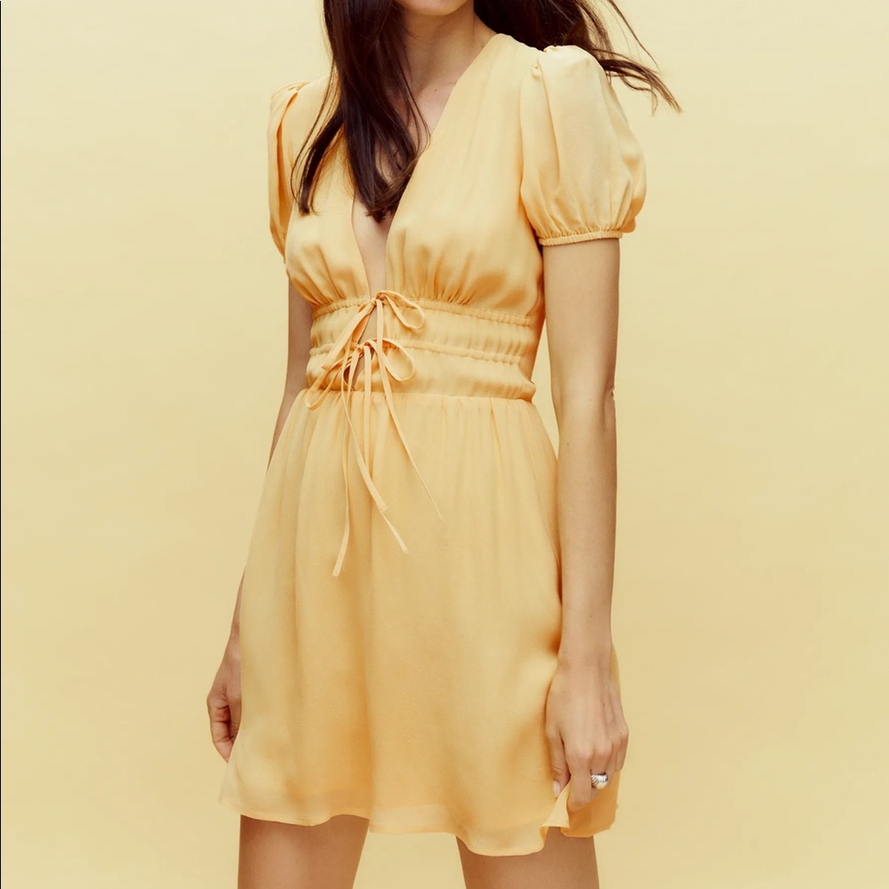 Reformation Grady Dress in sunshine yellow